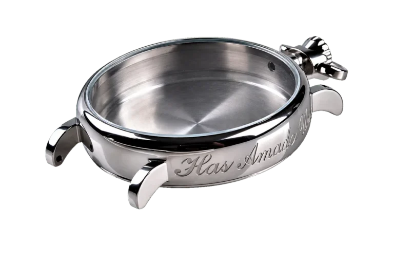 SCRIPT-ENGRAVED WATCH CASE
